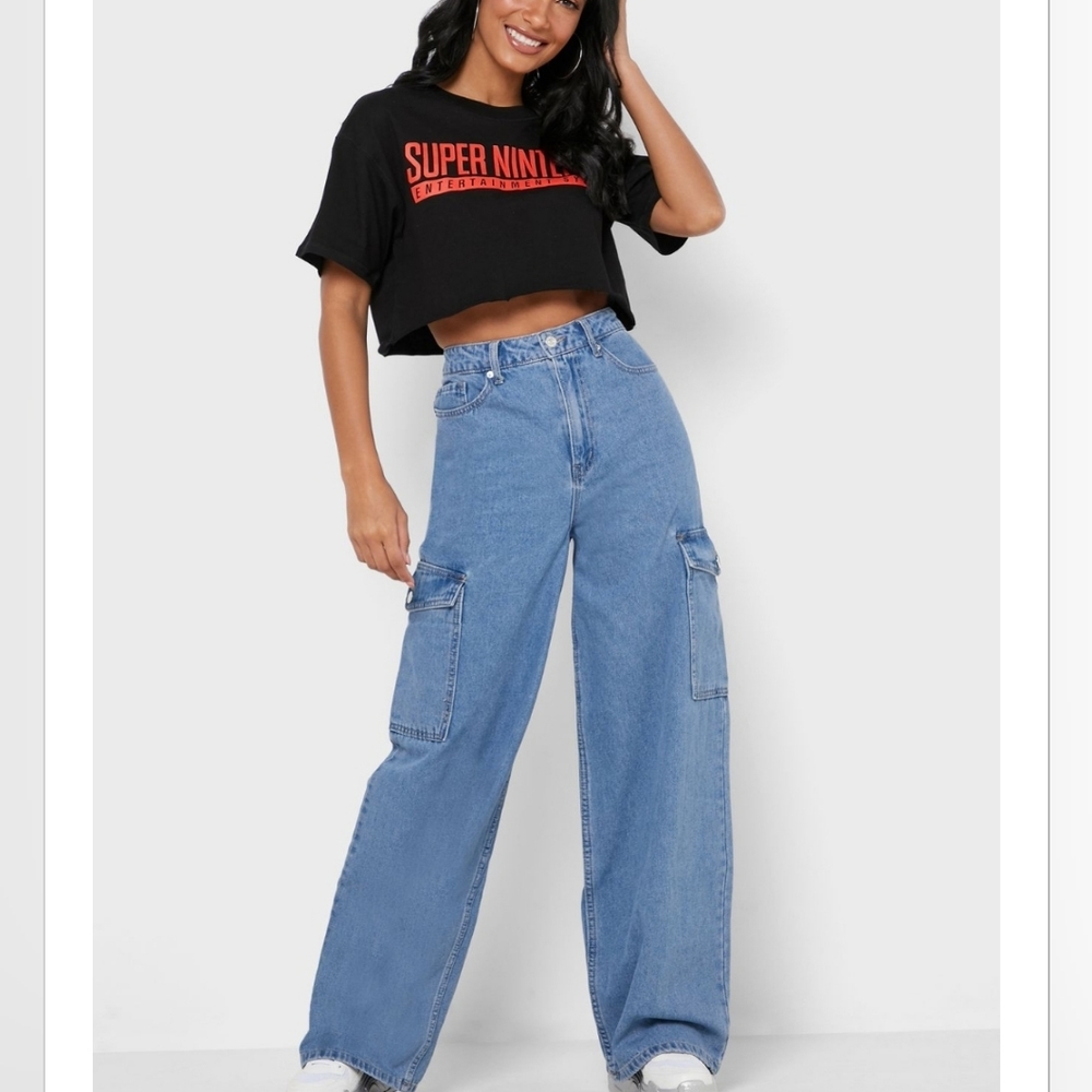 Forever 21 Wide-Leg Cargo Jeans
